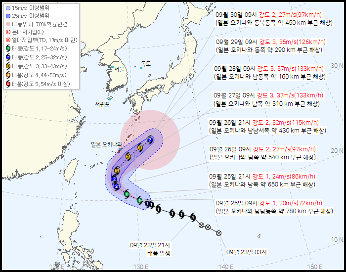 제 26호 태풍 수리개(SURIGAE) 발생 경로
